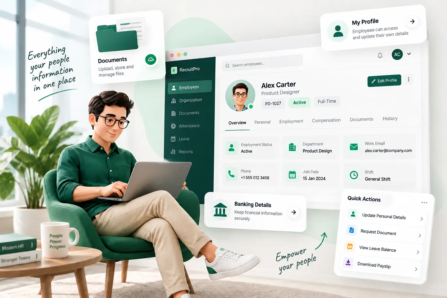 RecruitPro Core HR employee database and self service