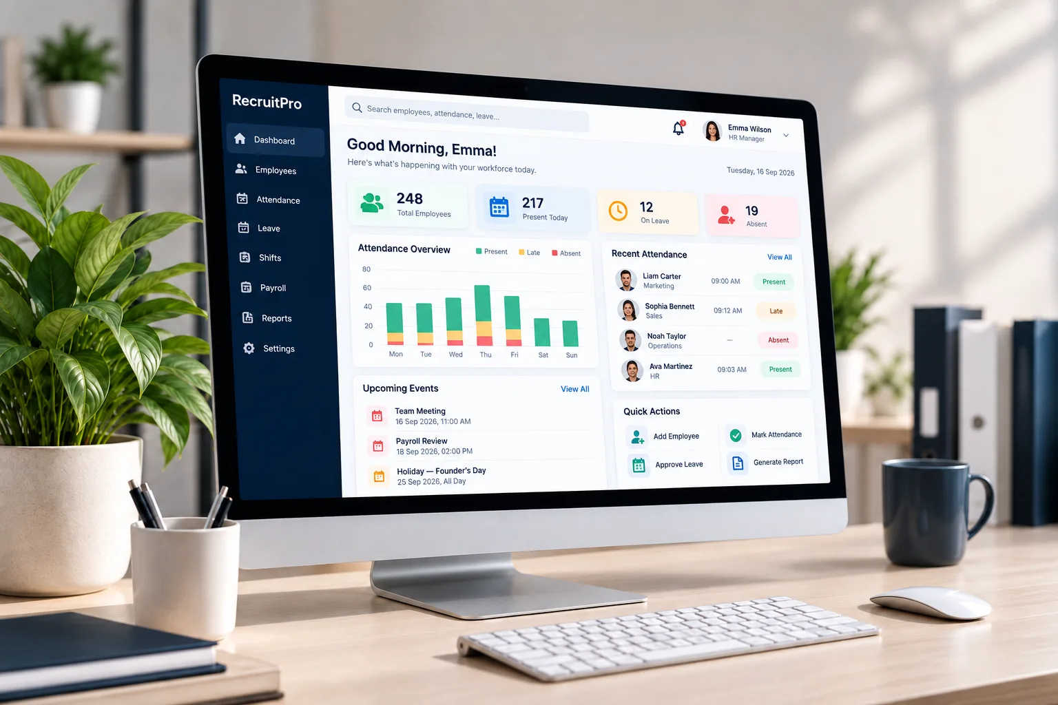 RecruitPro attendance status report