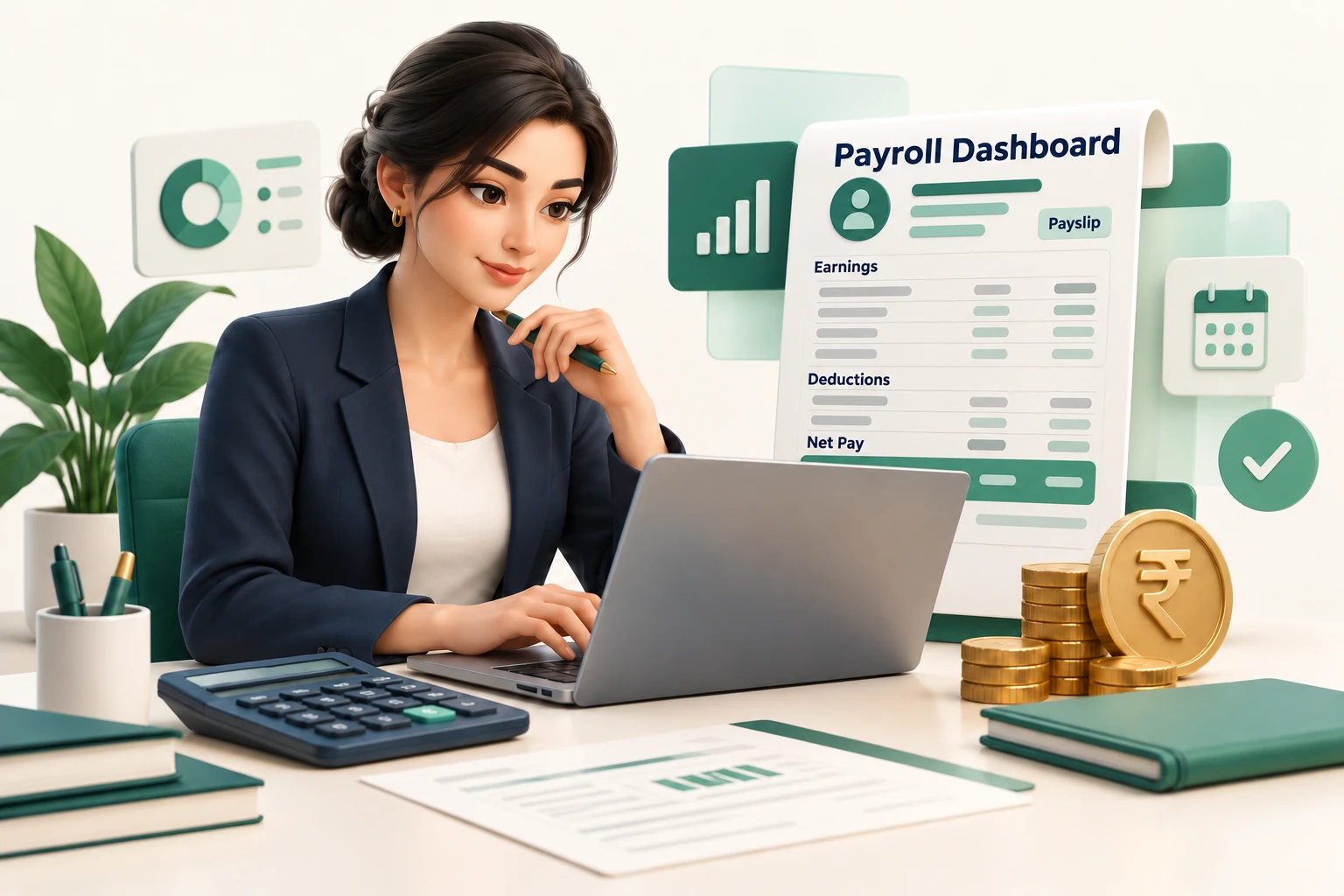 RecruitPro payroll and salary processing workspace